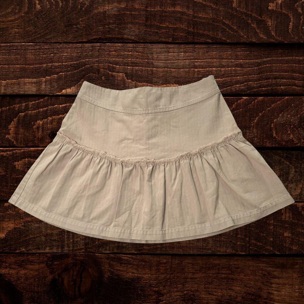 Free People Positano Tiered Lace-Up Back Ruffle Mini Skirt Champagne Size 12 - Picture 2 of 8